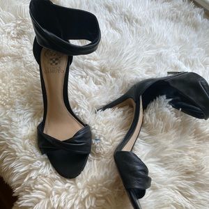 Vince Camuto black leather sandal heels